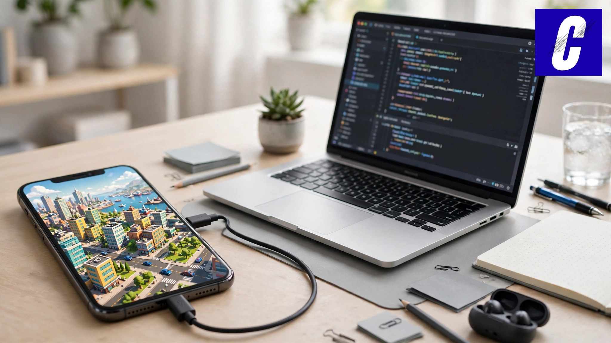 How to play GTA 5 on iPhone natively — iPhone connected to a laptop to install the port